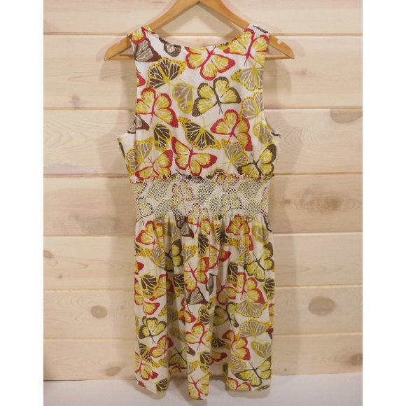 Fossil Women's Size M A-Line Sleeveless Dress Butterfly Print Silk - Picture 4 of 8